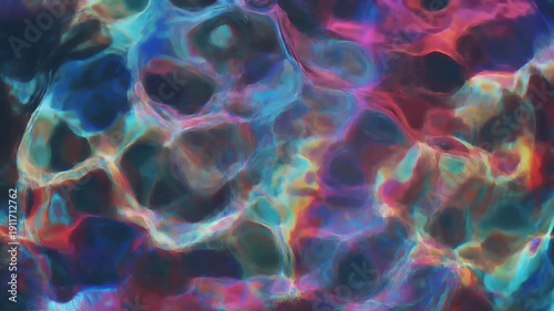 Top-down Macro Push-in Vibrant Liquid Surface Dynamic Ripples Saturated Colors Abstract Fluid Patterns