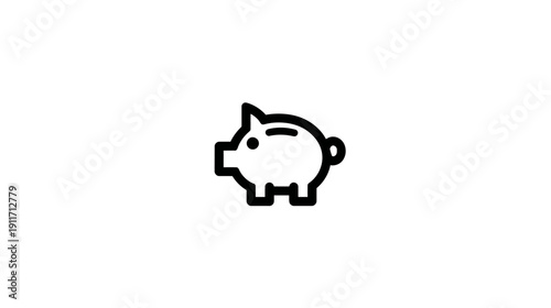 A simple black line drawing of a pig-shaped piggy bank on a blank white background
