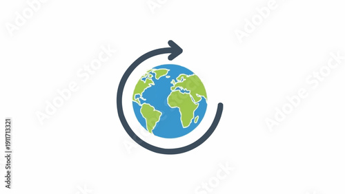 Earth Globe with Circular Arrow.