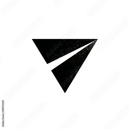 Free Download A black and white, textured paper plane icon on a white background, representing communication - GFXLoad