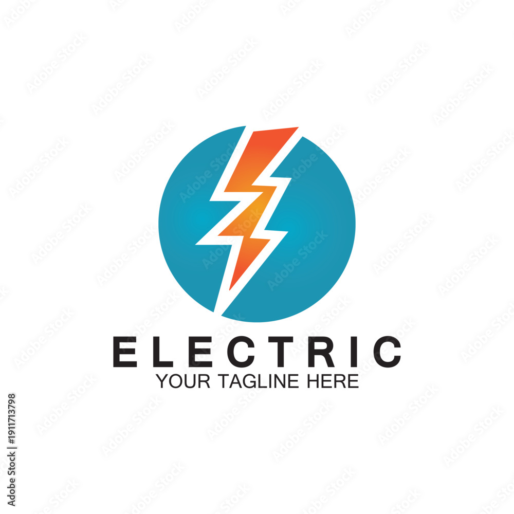 Fototapeta premium lightning thunderbolt electricity logo design template