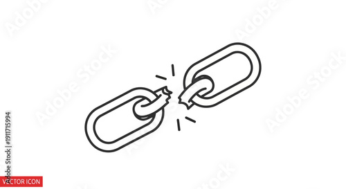 Broken Chain Link Symbolizing Disconnection and Weakness.