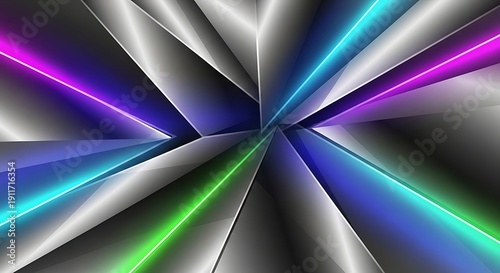 Vibrant Neon Lights Radiating from Center.