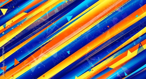 Vibrant Diagonal Stripes with Blue and Orange Hues.