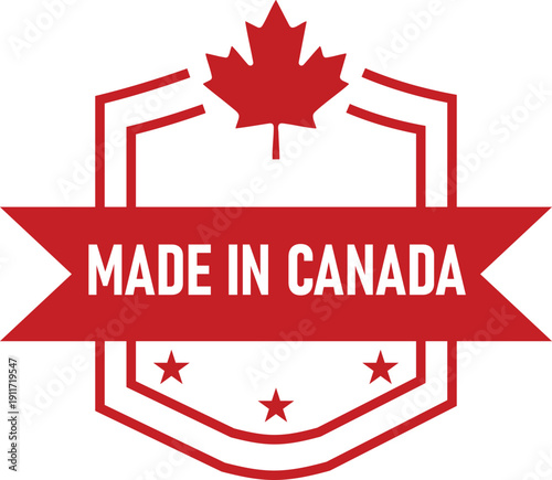 Made in Canada new Badge with Maple Leaf and Stars – National Emblem Design