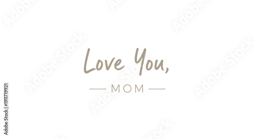Golden typography 'Love You, MOM' on transparent background