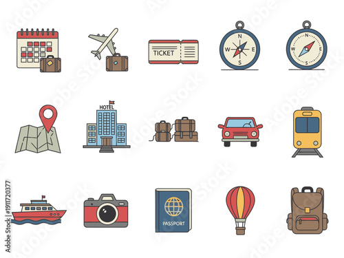Travel and Leisure Icons A Comprehensive Collection of Travel Essentials for Your Next Adventure