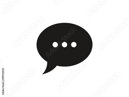 A simple black speech bubble icon with three dots inside, representing conversation or communication