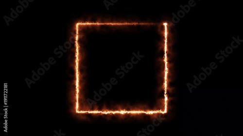 Fiery square glowing frame with electric effect