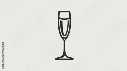 A black outlined champagne flute is centered against a beige background