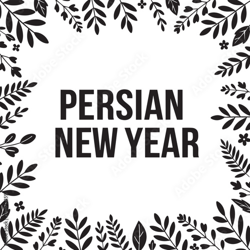 Persian New Year 2026 Floral Frame Design Nowruz Greeting Card Template Vector Illustration Typography Element