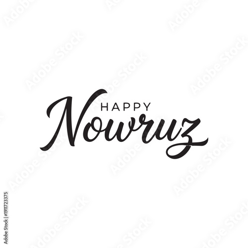 Happy Nowruz 2026 Elegant Script Typography Persian New Year Greeting Design Vector Element For Celebration