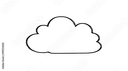 A simple, black-outlined cloud shape, roughly drawn, sits centered on a white background