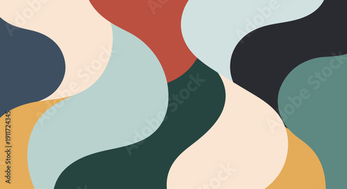 Saffron and coral shapes intertwining in artistic fluid unity