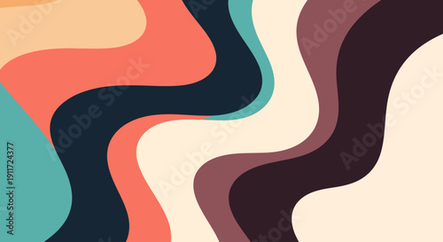 Colorful waves unfolding like a tranquil retro sunset dream