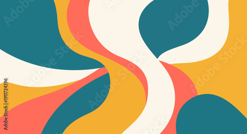 Colorful waves unfolding like a tranquil retro sunset dream