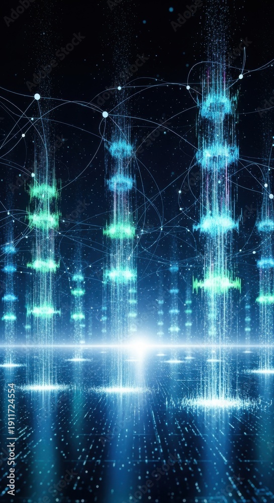 Obraz premium Conceptual visualization of interconnected data streams in a digital environment