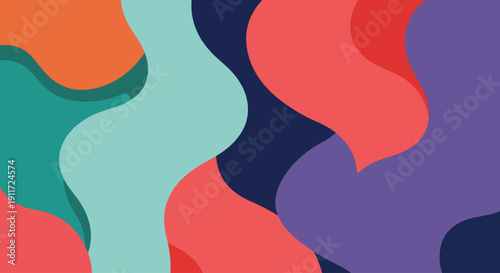 Dreamy mid century waves drifting across a canvas of luminous color