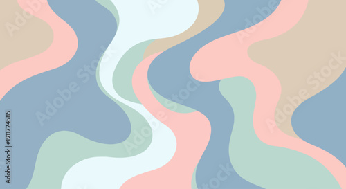 Abstract harmony captured in flowing ribbons of coral and deep teal