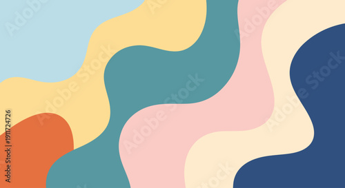 Retro color tides rolling peacefully beneath a sky of muted turquoise elegance