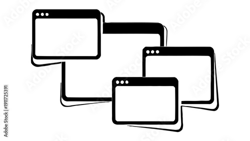 overlapping browser windows illustrate digital workflow multitasking and interconnected tech concepts for modern uiux design.