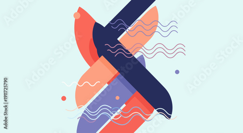 Contemporary abstract art background with smooth curved design