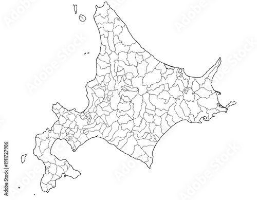 北海道　白黒　シンプル　イラスト