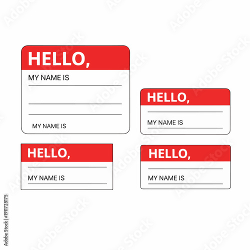 Set of four empty name badge templates vector style
