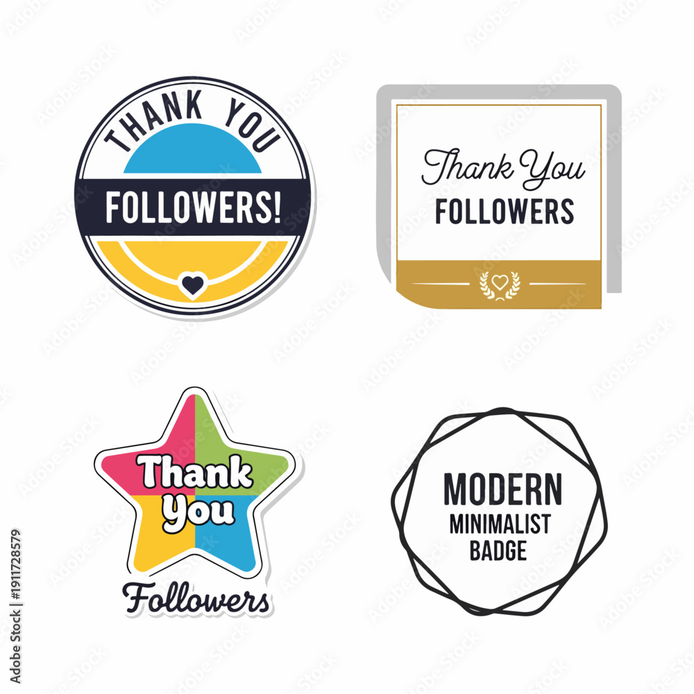 Fototapeta premium Modern Graphic Designs Featuring Stylish Typography to Express Heartfelt Gratitude to Your Digital Following