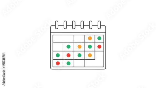 Calendar with colored dots marked dates.