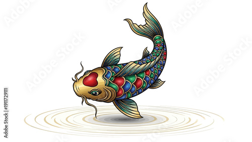 Koi fish illustration artistic rendering with detailed scales and fins
