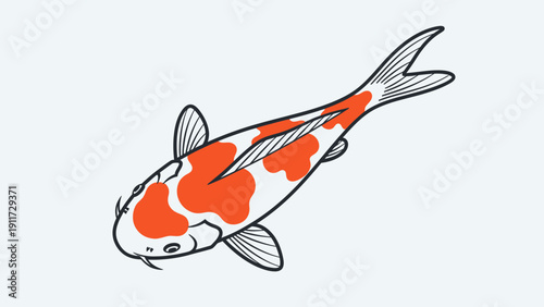 Koi fish illustration orange and white pattern in minimalist design