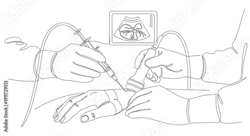 Medical procedure using ultrasound guidance for accurate treatment.