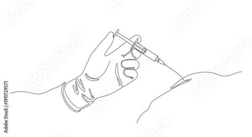 Doctor administering injection with syringe and needle.