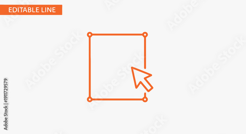 Editable line graphic with cursor icon and text overlay.