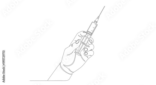Hand holding a medical syringe with needle.