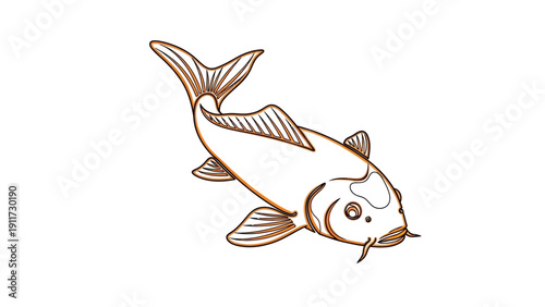 Stylized illustration of a koi fish isolated on white background