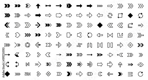 vector arrow icons and symbols illustrating direction movement and navigation for ui design web development and app projects.