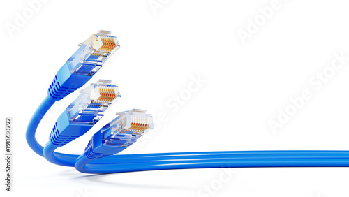 Cuadro en lienzo Network connection, internet, technology concept - Ethernet Network RJ45 cables