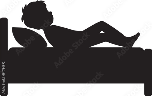 A single person sleeping peacefully, calm vector illustration representing rest and tranquility.
