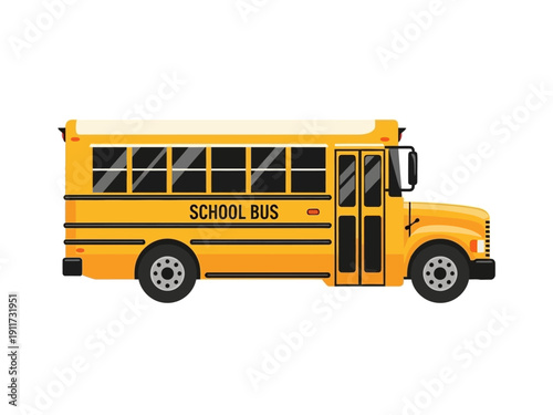 Classic yellow school bus illustration, a common sight on roads for student transportation and educational trips