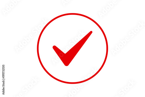 Tick Icon – Red Checkmark in Circle, Confirmation Symbol
