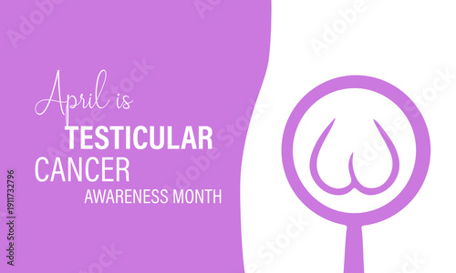 Testicular Cancer Awareness Month, promoting early detection and men s health support Pink ribbon symbol representing April. Banner poster, flyer and background design template.