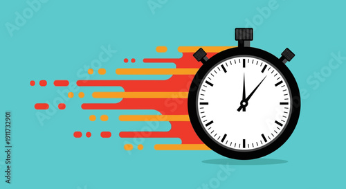 Black Stopwatch with White Face Illustration.