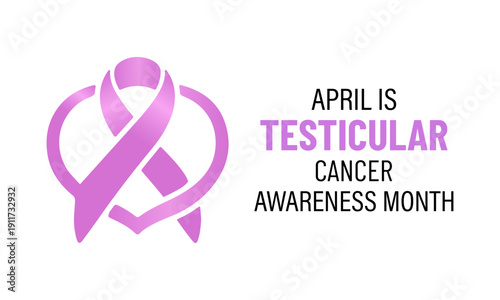 Testicular Cancer Awareness Month, promoting early detection and men s health support Pink ribbon symbol representing April. Banner poster, flyer and background design template.