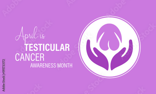 Testicular Cancer Awareness Month, promoting early detection and men s health support Pink ribbon symbol representing April. Banner poster, flyer and background design template.