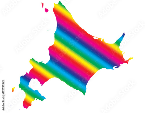 北海道　虹色　カラフル　イラスト
