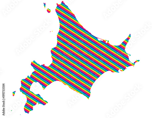 北海道　虹色　カラフル　縞模様　イラスト