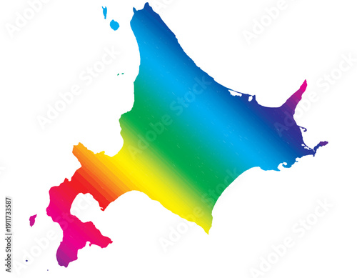 北海道　虹色　カラフル　イラスト