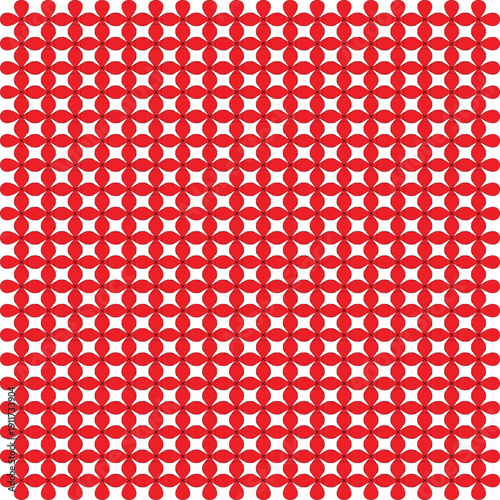 Abstract Red Geometric Pattern with Four Point Star Shapes and Grid Backdrop